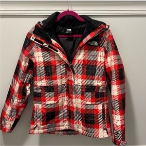 The North Face Red and Black Plaid Ski Jacket